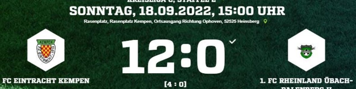 Eintracht I mit Kantersieg gegen Schlusslicht 1.FC Rhld./Übach II