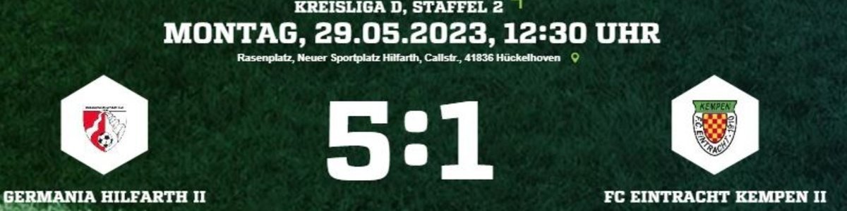 Eintracht II verliert bei Germania Hilfarth II 1:5