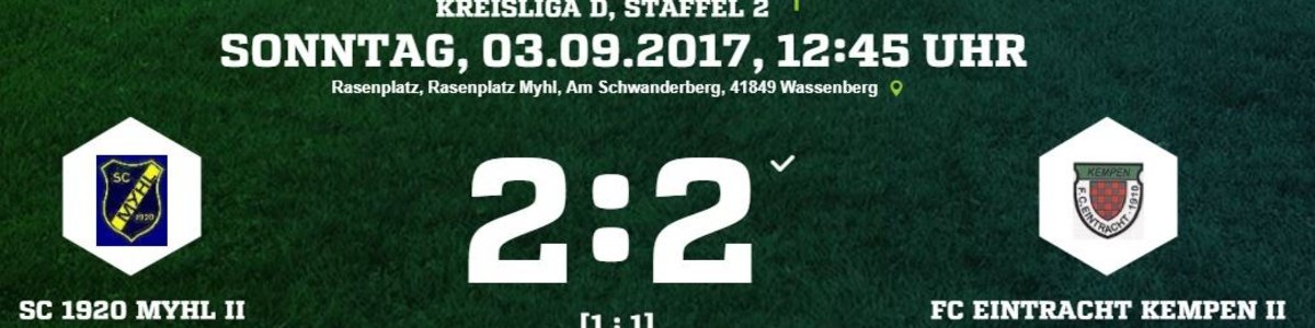 Eintracht II 2:2 im Auftaktspiel beim SC Myhl