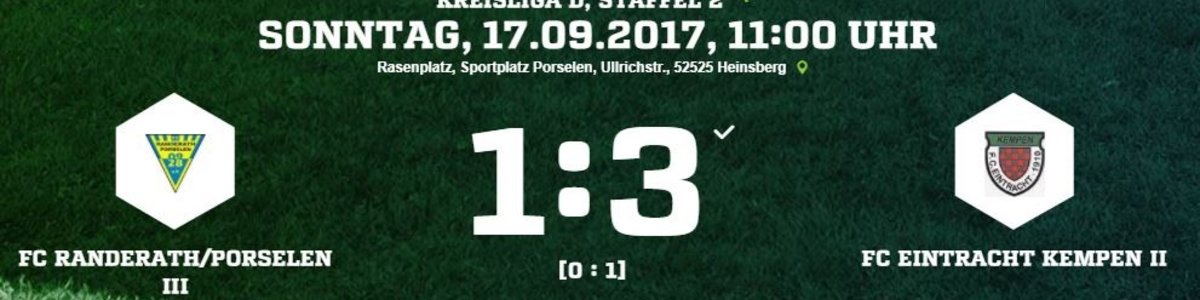 Eintracht II nach dem 3:1 bei Randerath/Porselen III nun Tabellendritter