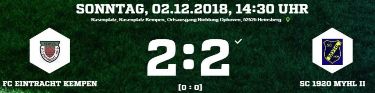 Eintracht I verpasst gegen Myhl die Herbstmeisterschaft. 2:2 nach 0:2 Rückstand.