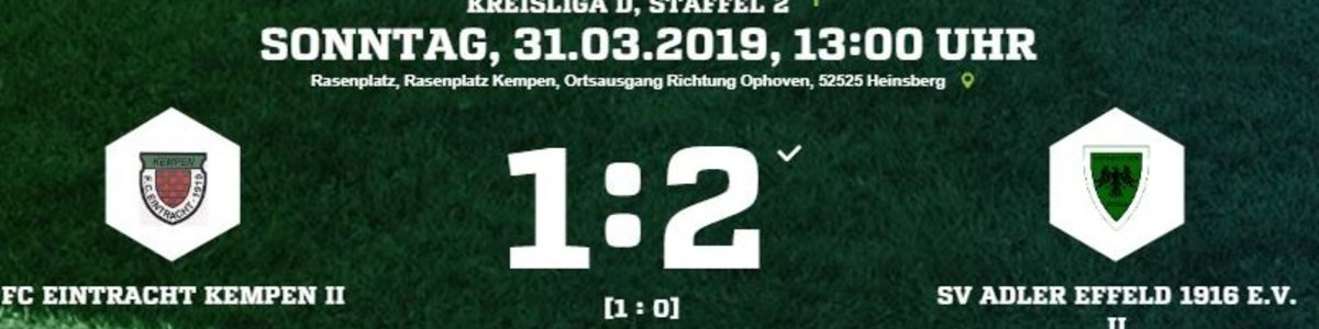 Eintracht II verliert gegen Adler Effeld II 1:2