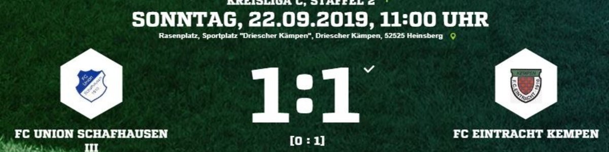 Eintracht II in Schafhausen III trotz Führung 1:1