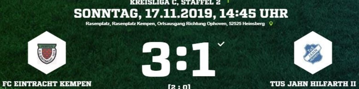 Eintracht I gegen Jahn Hilfarth II mit wichtigem 3:1 Erfolg