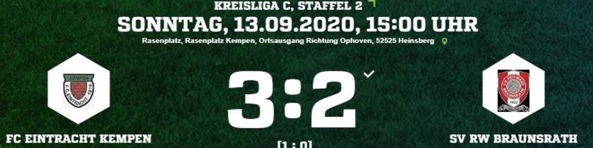 Eintracht I startet gegen RW Braunsrath mit einem 3:2 Sieg in die Saison