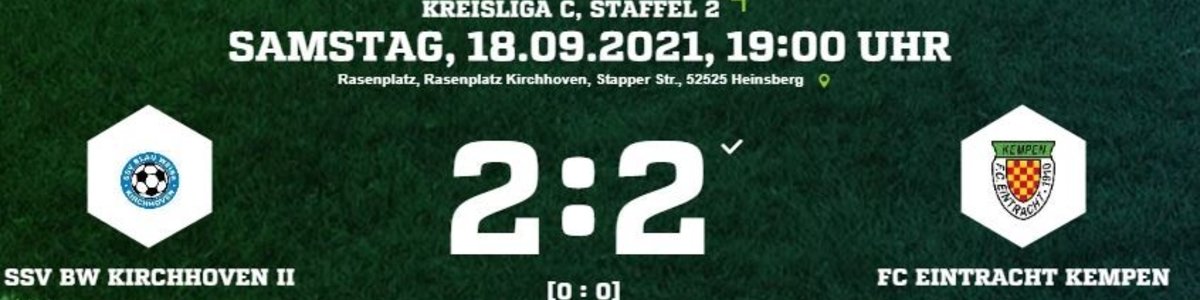 Eintracht I holt mit 2 späten Toren 2:2 in Kirchhoven II