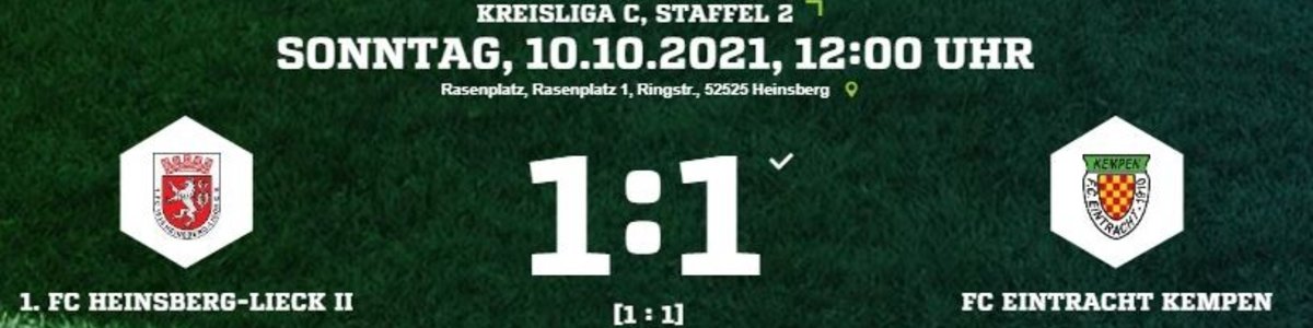 Eintracht I 1:1 im Topspiel beim 1.FC Heinsberg/Lieck