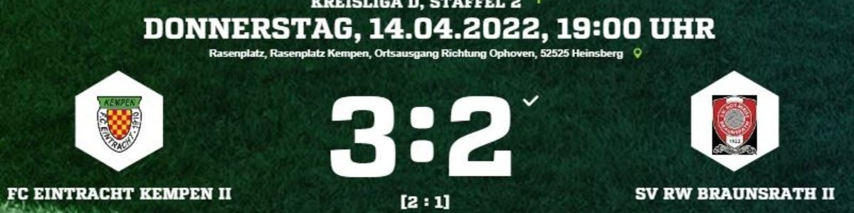 Eintracht II gewinnt das Nachholspiel gegen Braunsrath II