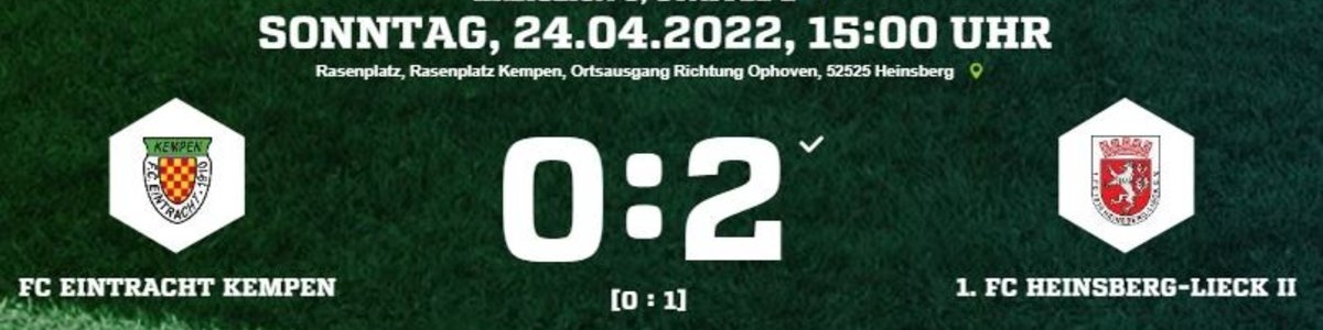 Eintracht I verliert das Topspiel gegen Heinsberg/Lieck II mit 0:2