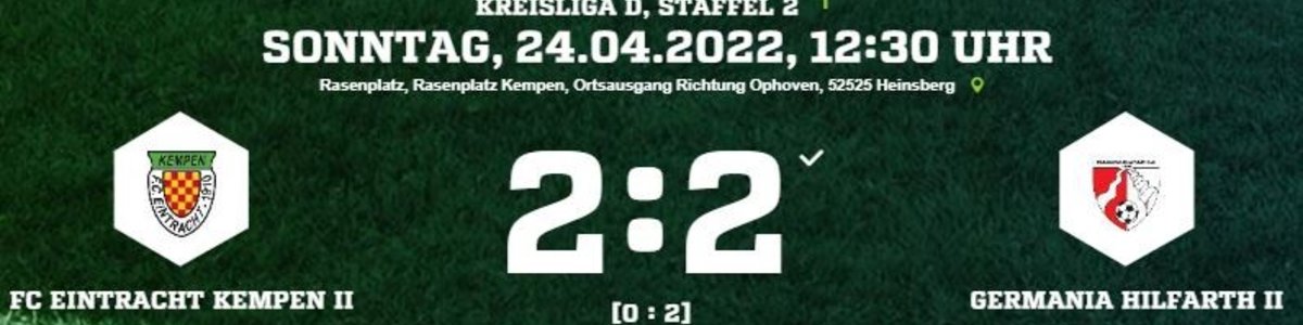 Eintracht II gleicht 0:2 gegen Germania Hilfarth II noch aus und spielt 2:2