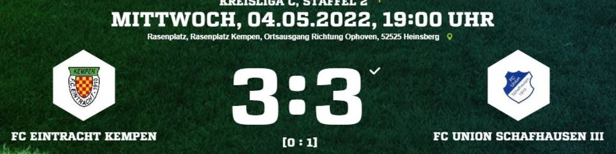 Eintracht gegen Schafhausen III nach 0:3 in den letzten 10 Minuten noch 3:3