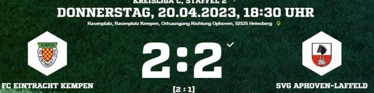 Eintracht I 2:2 im Nachholspiel gegen Aphoven/Laffeld