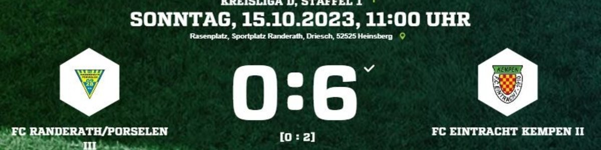 Eintracht II in Randerath/Porselen mit dem nächsten Sieg